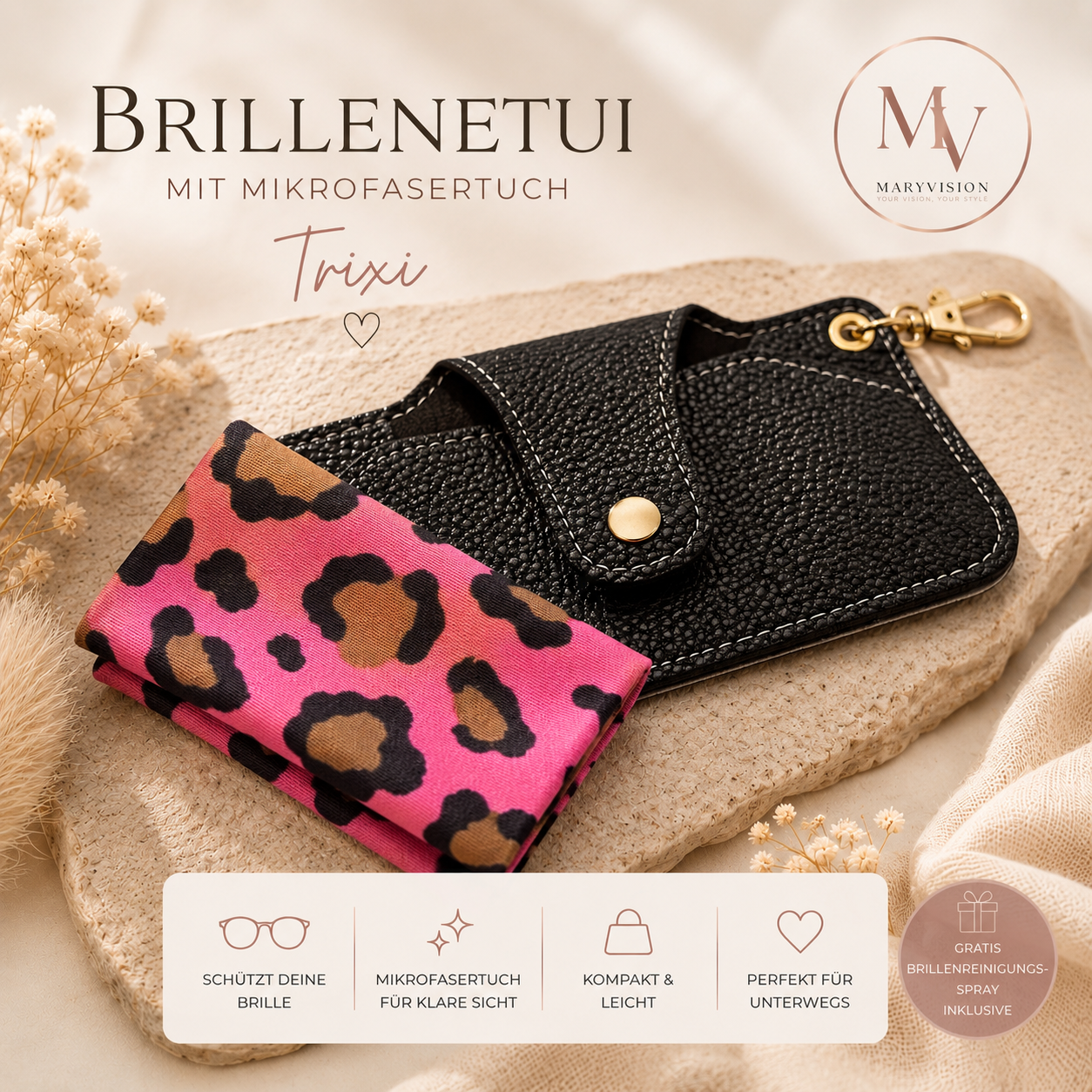 Set „Trixi“ – Stylischer Schutz für deine Brille 🩷🐆
