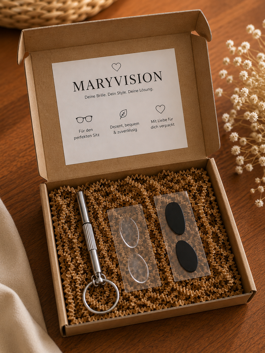 MaryVision Komfort-Klebepads für Kunststoffbrillen- Transparent (1 Paar) und Schwarz (1 Paar)